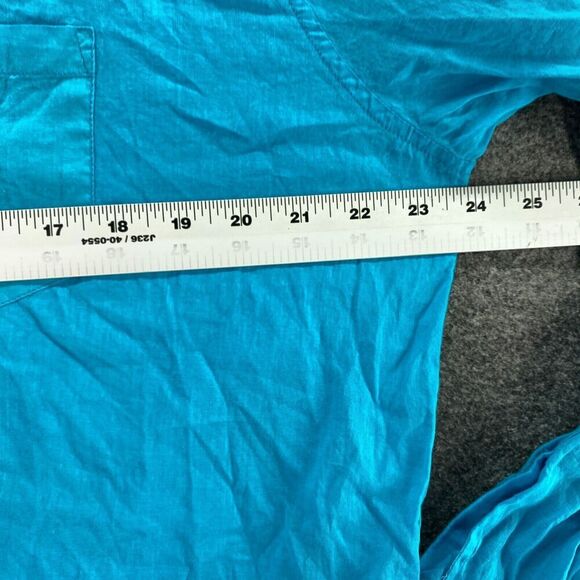 Sigrid Olsen Shirt Women L Large Blue Button Up Collared Long Sleeve Cotton - Picture 7 of 9